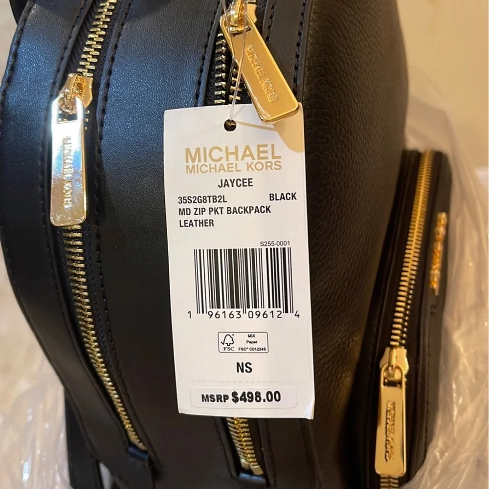 Michael Kors Jaycee Medium Pebbled Leather Backpack Black /Golden Tone Hardware